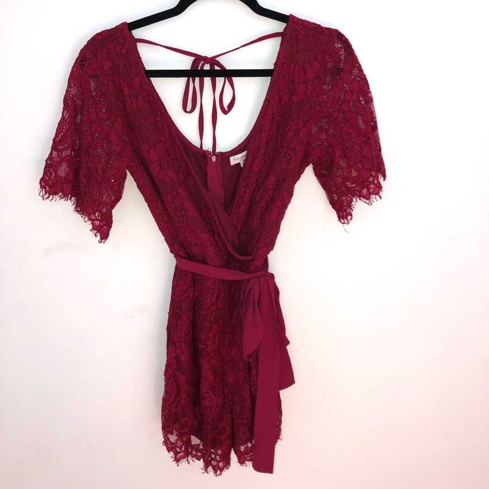 Red lace romper
